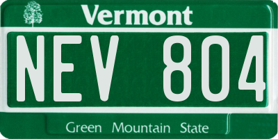 VT license plate NEV804