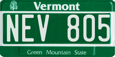 VT license plate NEV805
