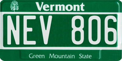 VT license plate NEV806