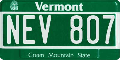 VT license plate NEV807
