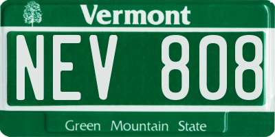 VT license plate NEV808