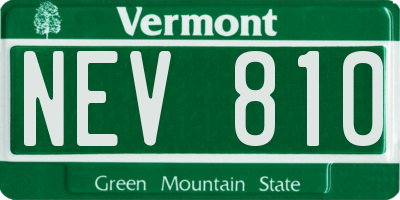 VT license plate NEV810