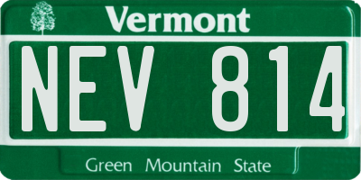 VT license plate NEV814