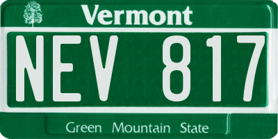 VT license plate NEV817