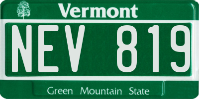 VT license plate NEV819