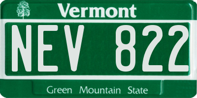 VT license plate NEV822