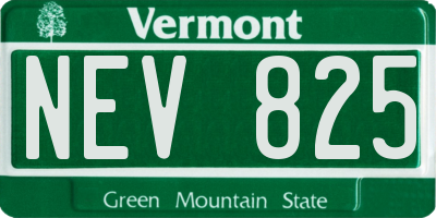 VT license plate NEV825
