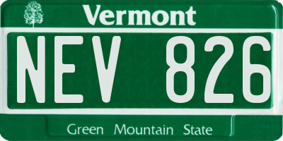 VT license plate NEV826