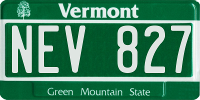 VT license plate NEV827