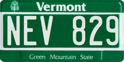 VT license plate NEV829