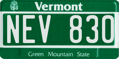 VT license plate NEV830