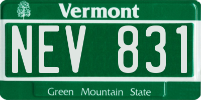 VT license plate NEV831