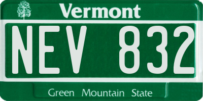 VT license plate NEV832
