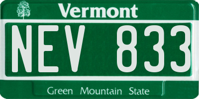 VT license plate NEV833
