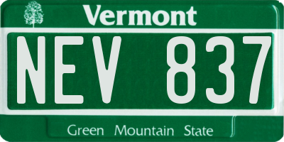 VT license plate NEV837