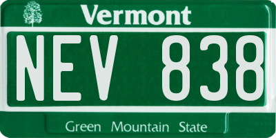 VT license plate NEV838