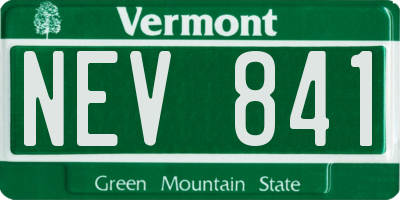 VT license plate NEV841