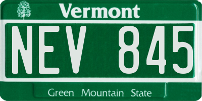 VT license plate NEV845