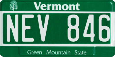 VT license plate NEV846