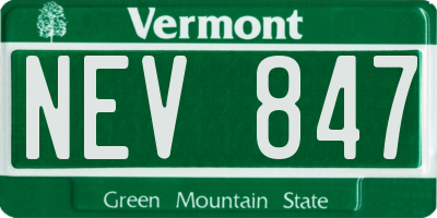 VT license plate NEV847