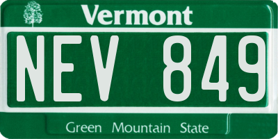 VT license plate NEV849