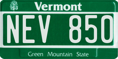 VT license plate NEV850