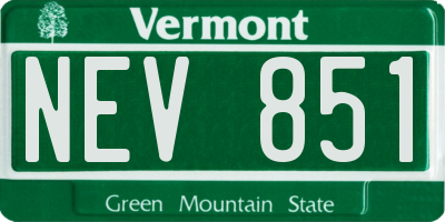 VT license plate NEV851