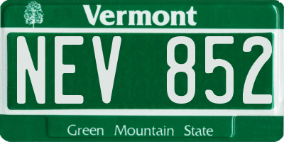 VT license plate NEV852