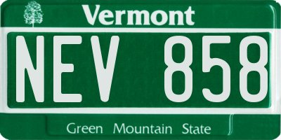 VT license plate NEV858