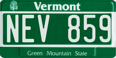 VT license plate NEV859