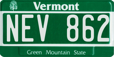 VT license plate NEV862