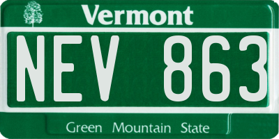 VT license plate NEV863