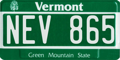 VT license plate NEV865