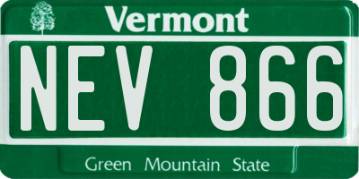 VT license plate NEV866