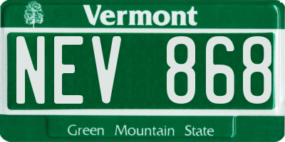 VT license plate NEV868