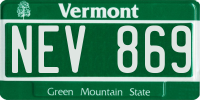 VT license plate NEV869