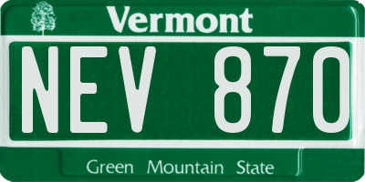 VT license plate NEV870
