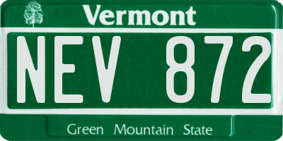VT license plate NEV872