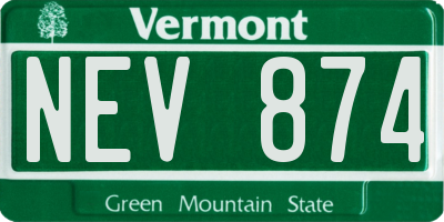 VT license plate NEV874