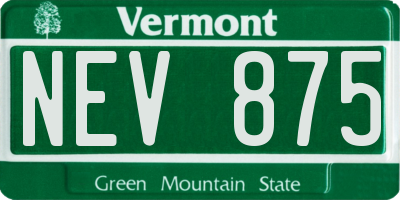 VT license plate NEV875