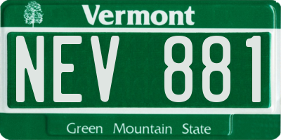 VT license plate NEV881