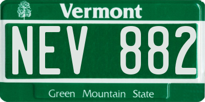VT license plate NEV882