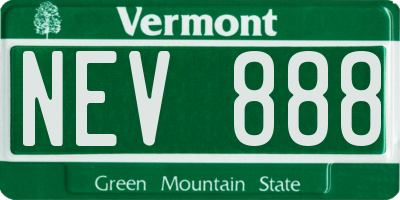VT license plate NEV888