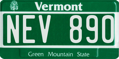 VT license plate NEV890