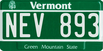 VT license plate NEV893