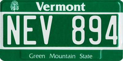 VT license plate NEV894