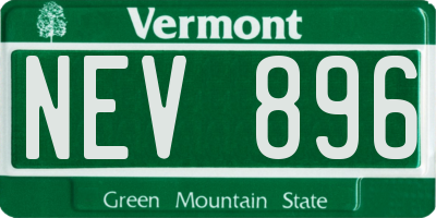 VT license plate NEV896