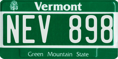 VT license plate NEV898