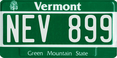 VT license plate NEV899
