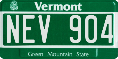 VT license plate NEV904